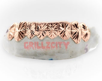 Custom Real Gold / 925 Silver Custom Diamond Dust Gold Grillz Starburst Cut / Dust Cut Grillz with free mold kit and shipping  by Grillzcity