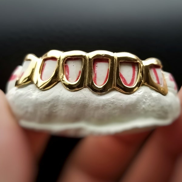 Custom-Made White / Yellow  Gold & Silver Custom Grillz Open face with FREE MOLD KIT and Free Shipping  - Grillzcity