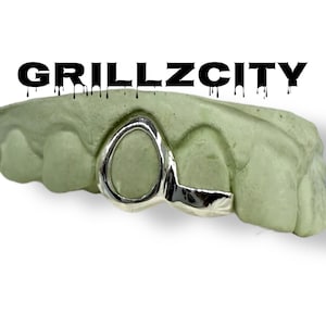 Custom Fit grillz 2 Teeth with heart and small front bar or star open face grillz fangs /gold Silver Slugs Grillz/grillz with fangs