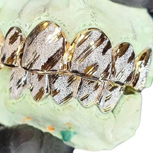 Custom Fitted Grillz White Gold | Yellow gold Diamond Dust Custom Grillz | 925 Silver with free mold kit and Free shipping by Grillzcity