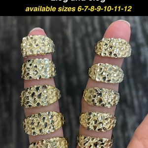 10K gold square nugget Rings | Real Solid Gold 10K Square Nugget Ring Yellow Gold | 2.5gram to 3.5gram| Statement Rings |Nugget Ring for men