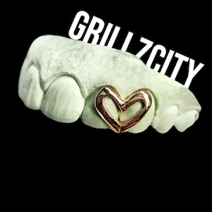 Custom Handmade grillz  2 Teeth with heart open face Grillz fangs /925 Silver Slugs Grillz with fangs with free mold kit free shipping