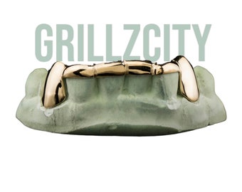 Custom Front bar solid Gold Teeth Grillz / 925 Silver Grillz / grillz with bar   with free mold kit and shipping included / Fast turnaround