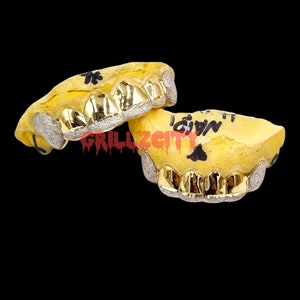 Custom Gold Grillz / 925 Silver Grillz Diamond dust Grillz mit gratis Formensatz und Versand