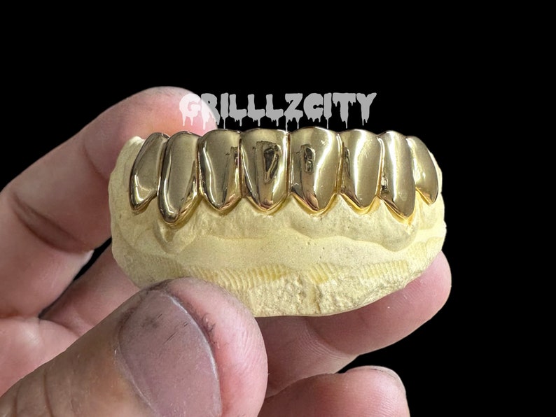 Custom solid Gold Grillz / 925 Silver Grillz , Permanent Cut / Deep Cut Grillz with free mold kit and shipping included / Fast turnaround image 2