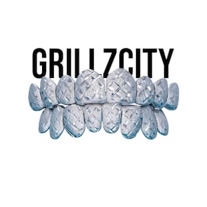 Grillz Gold Teeth / Custom Gold Grillz / 925 Silver Teeth Diamond dust diamond Cut desgin handmade Grillz with free mold kit Grillz for Men