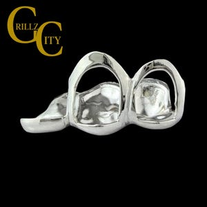 Custom Grillz 2 Teeth | 10K 14K 18K Gold or 925 Silver | Open Face, Heart, Star, And Bar Options | Custom Fit Teeth Jewelry | Hip Hop Grillz image 13