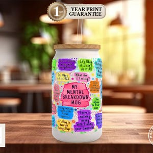 Motivational Frosted Glass Can Mug: Bamboo Lid & Straw