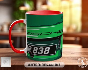 Porsche 911 RSR Mug, Car Lover Gift, Petrolhead Present, Dad Birthday Idea, Automotive Wall Art, Bone China Option