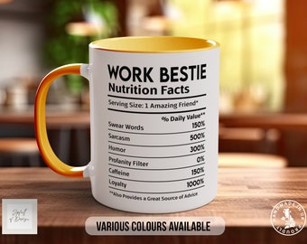 Work Bestie Nutritional Facts Mug: Funny Gift for Coworker