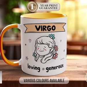Virgo Astrology Mug, Colourful Bone China (Handmade, Multiple Sizes), Coffee Lover Gift, Tea Drinker Present image 1