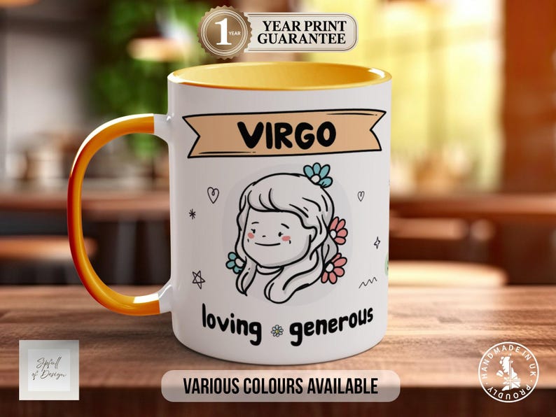Virgo Astrology Mug, Colourful Bone China (Handmade, Multiple Sizes), Coffee Lover Gift, Tea Drinker Present image 1