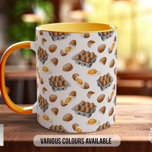 Coloured Baking Pattern Full Wrap Mug - Design 7 - Love Cooking - Kitchen Theme