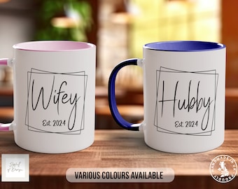 Hubby and Wifey Est 2024 Coloured Mug