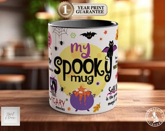 My Spooky Coloured Mug, Celebrate Halloween, Colourful Ceramic Cup, Coffee Lover Gift, Tea Drinker Present