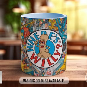 Funny Where’s Willy Mug – Naughty Gift for Him, Rude Secret Santa Present, Adult Novelty Christmas Mug, Cheeky Gag Gift for Men or Friends