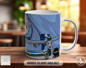 Blue Bug VW Beetle Mug, Car Lover Gift, Petrolhead Present, Dad Birthday Idea, Automotive Wall Art