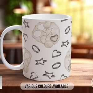 Coloured Baking Pattern Full Wrap Mug - Design 8 - Love Cooking - Kitchen Theme
