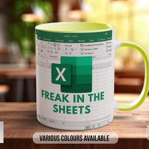 Freak In The Sheets Excel Inspired Coloured Mug Handmade To Order image 2