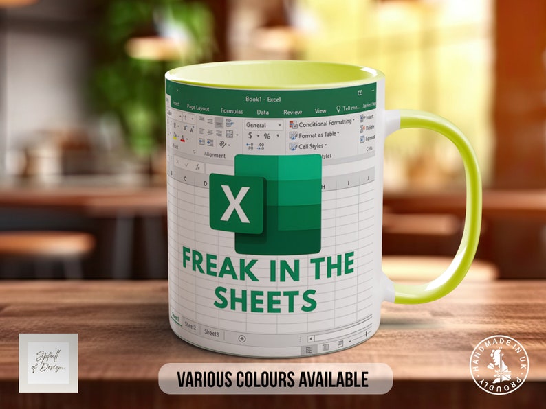 Freak In The Sheets Excel Inspired Coloured Mug Handmade To Order image 2