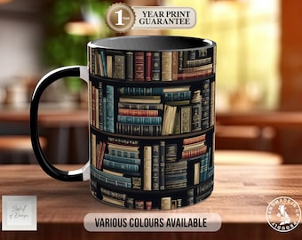 Bücherregal Muster Full Wrap Farbige Kunsttasse - Design 1