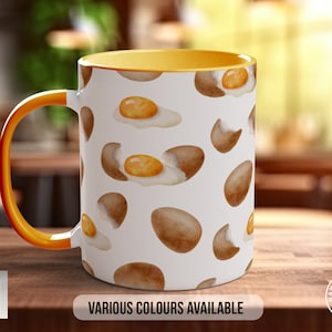 Coloured Baking Pattern Full Wrap Mug - Design 11 - Love Cooking - Kitchen Theme
