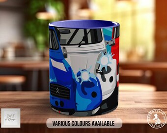 Racing Citroën 2CVs Mug, Car Lover Gift, Petrolhead Present, Dad Birthday Idea, Automotive Wall Art