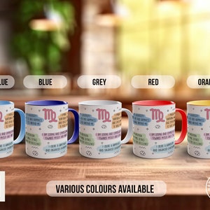 a row of mugs with different colors on them