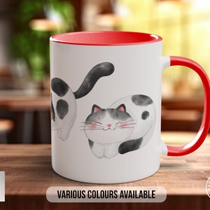 Niedliche Aquarell Katzen Tasse - Farbige 11 Unzen, Bone China 10 Unzen und 15 Unzen und Latte 12 Unzen Optionen