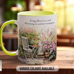 Botanical Ceramic Mug, Handpressed Flower Coffee with Unique Design, Gardener Gift, Plant Lover Present