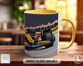 Lando Norris Mug, Car Lover Gift, Petrolhead Present, Dad Birthday Idea, Automotive Wall Art, Coloured Ceramic Cup