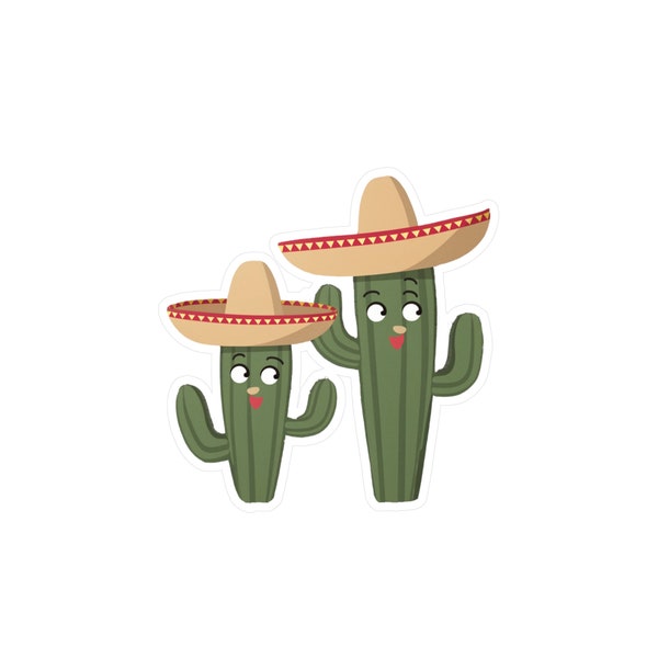 Fiesta Cactus Stickers | Kiss-Cut Stickers  | Two Amigos | Desert Humor | Plant Lovers