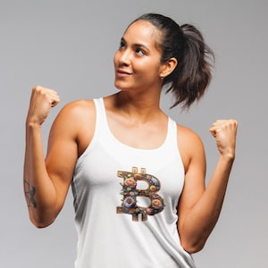 Bitcoin Blumenlogo Racerback Tank - Krypto Geschenk