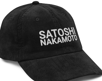 Bitcoin Hat Satoshi Nakamoto corduroy cap Bitcoin Hat, Bitcoin Apparel, Crypto Merch Bitcoin Gift, Bitcoin Merch, Satoshi Hat