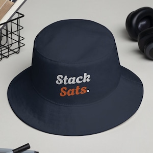 Stack Sats geborduurde emmerhoed, Bitcoin-hoed, crypto-hoed, cryptomerchandise, Bitcoin-kleding, crypto-kleding, Satoshi-hoed, Bitcoin-cadeau