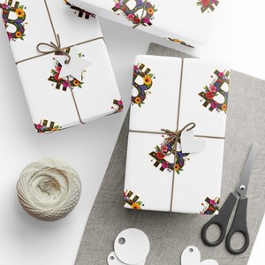 Gift Wrapping Paper, Bitcoin Floral Ornamental Design With Botanicals, BTC Gift Wrap, Bitcoin Lover Gift, Cryptocurrency Present For Her