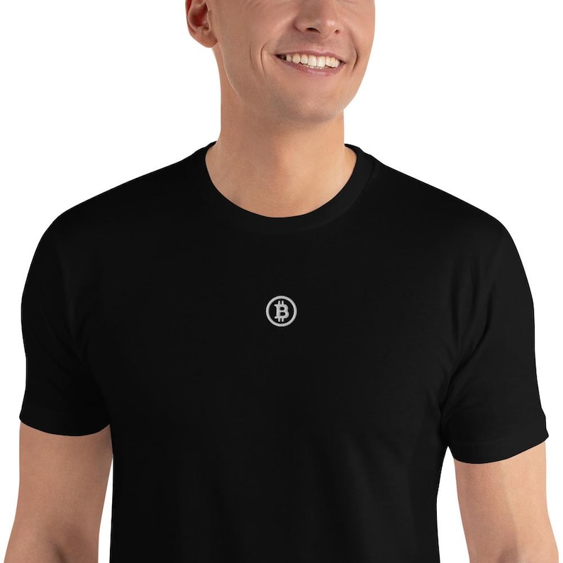 Bitcoin Shirt Saylor Style Embroidered, Fitted Unisex T-shirt, Best Gift For Bitcoin Fan, Best Gift For Him