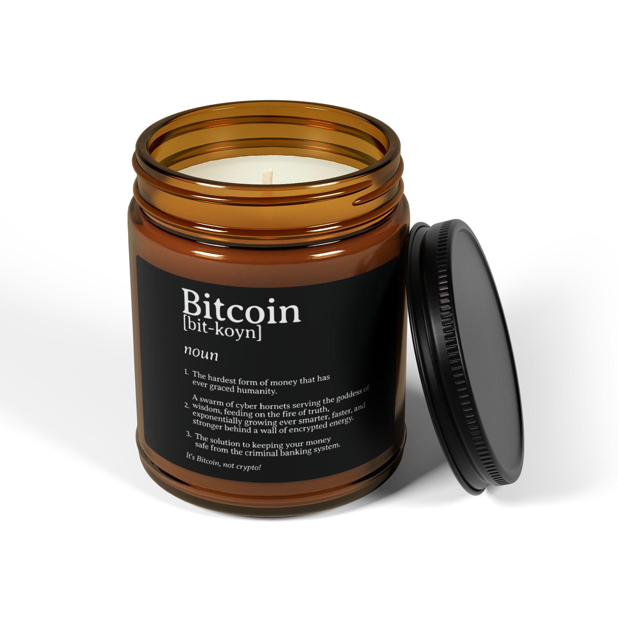 Bitcoin Definition Soy Candle, Amber Jar, Christmas Gift - Etsy