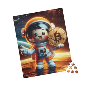 Rompecabezas de astronauta para niños, rompecabezas de Bitcoin, arte de Bitcoin, regalo de Bitcoin, rompecabezas para adultos, rompecabezas de 500 piezas, regalos para niños