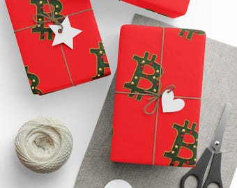 Bitcoin Git Wrapping Paper | Digital Currency Ornament Pattern