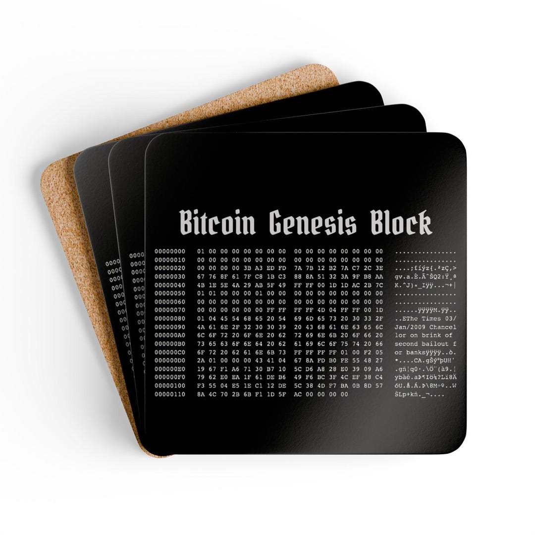 Ensemble de sous-verres Bitcoin Genesis Block, cadeau pour les amateurs de  crypto - Etsy France