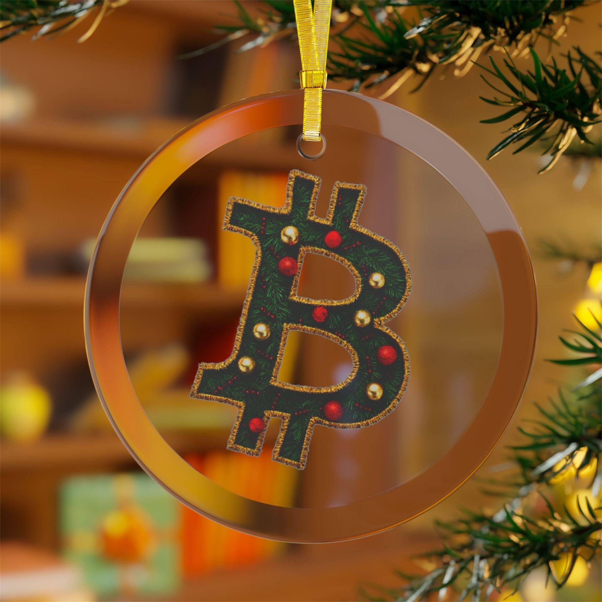 ビットコインホリデーガラスオーナメント、暗号通貨クリスマスツリーデコレーション - Etsy 日本