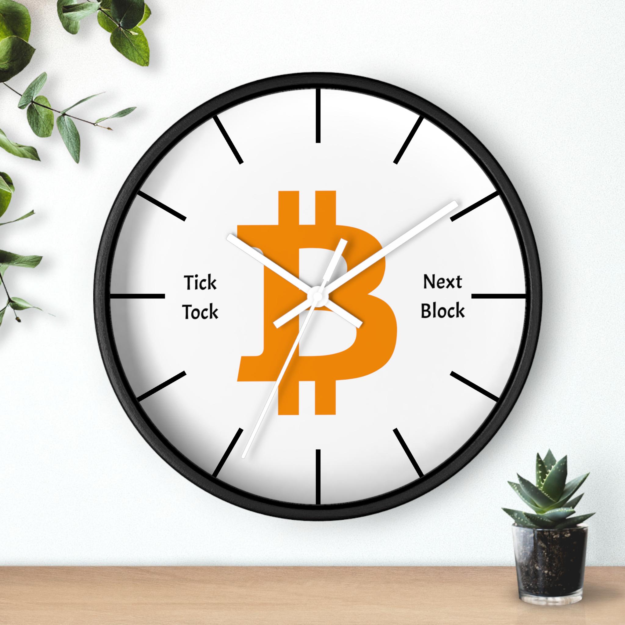 ビットコイン壁掛け時計 ティックトック 次のブロック  ブロックチェーンへの参照、ビットコインギフト、暗号通貨の装飾、オフィスデスクの時計、ユニークなギフト