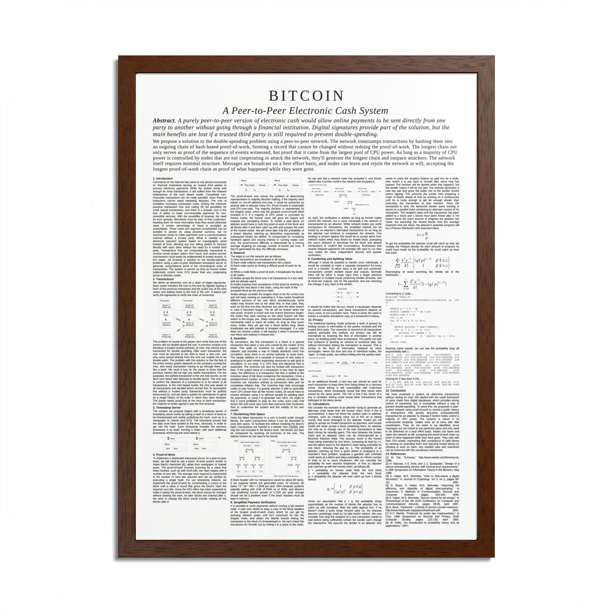 額入りビットコインホワイトペーパーポスター：暗号通貨愛好家向けウォールアート - Etsy 日本