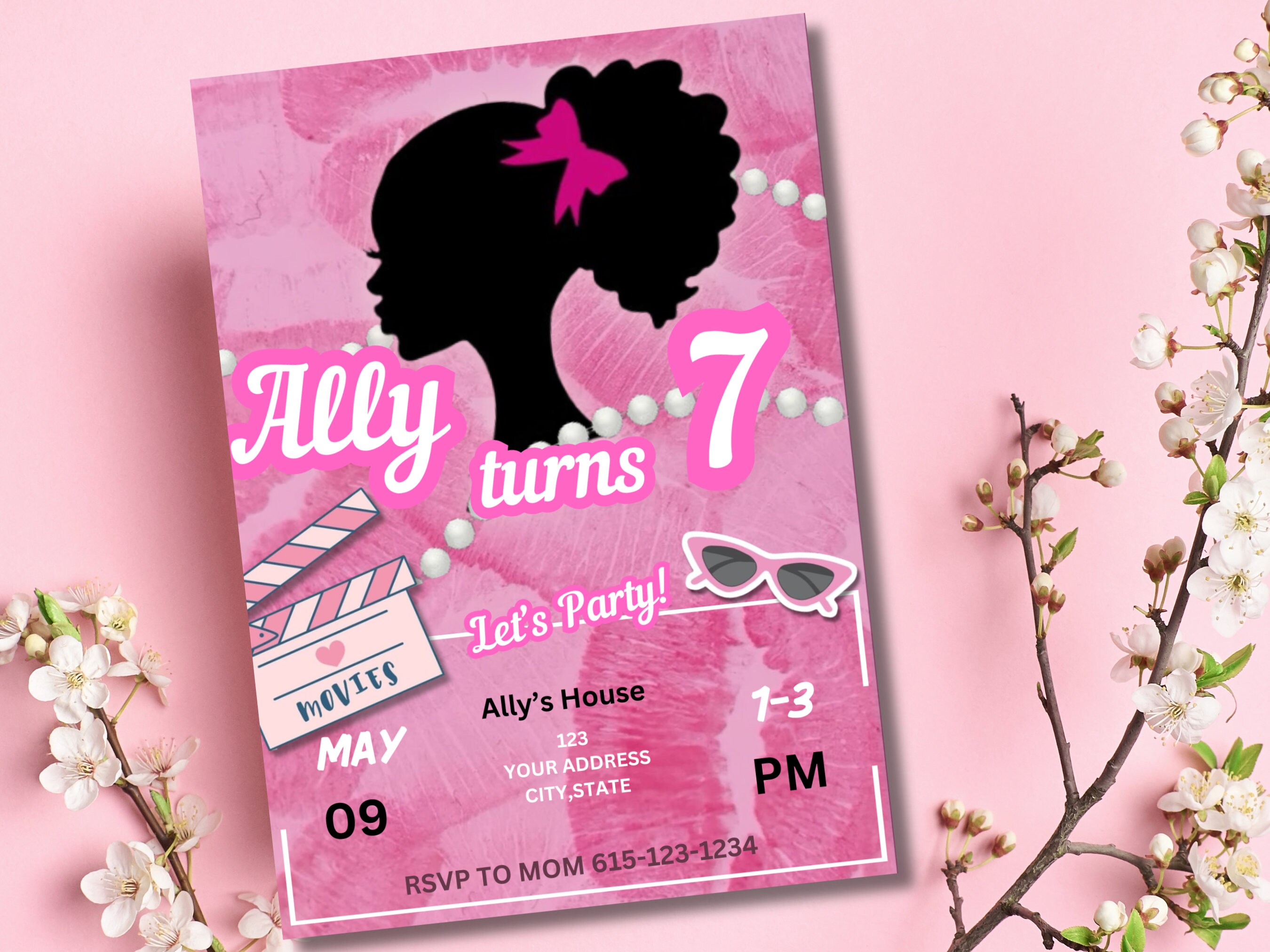 Invitation Barbie Birthday Party Movie Doll Bday Invite|brown Doll