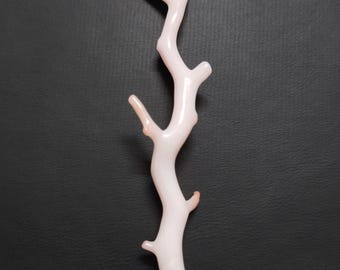 Ramo di corallo bianco rosa, pietra preziosa: albero di corallo giapponese grezzo, 85 mm