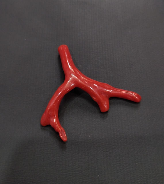 Oxblood Red Coral Branch Gemstone: Vintage Italian Jewelry Making (34mm x 36mm, 9.10 Carat)