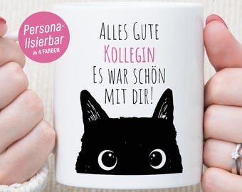 Personalized mug farewell gift colleague|Gift mug farewell colleague retirement job change|Mug personalized with saying&cat