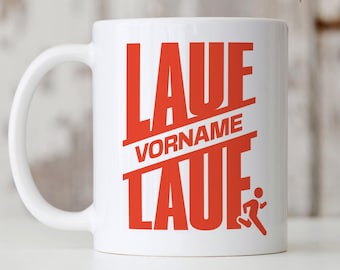 Personalized mug with the saying "Run... Run" - Gift for joggers, runners & athletes | Coffee mug customizable with name