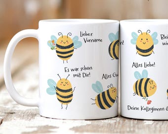 Bee Mug - Personalized Farewell Gift with Name | Coffee Mug Gift for Colleague Changing Jobs | Mug with Farewell Sayings